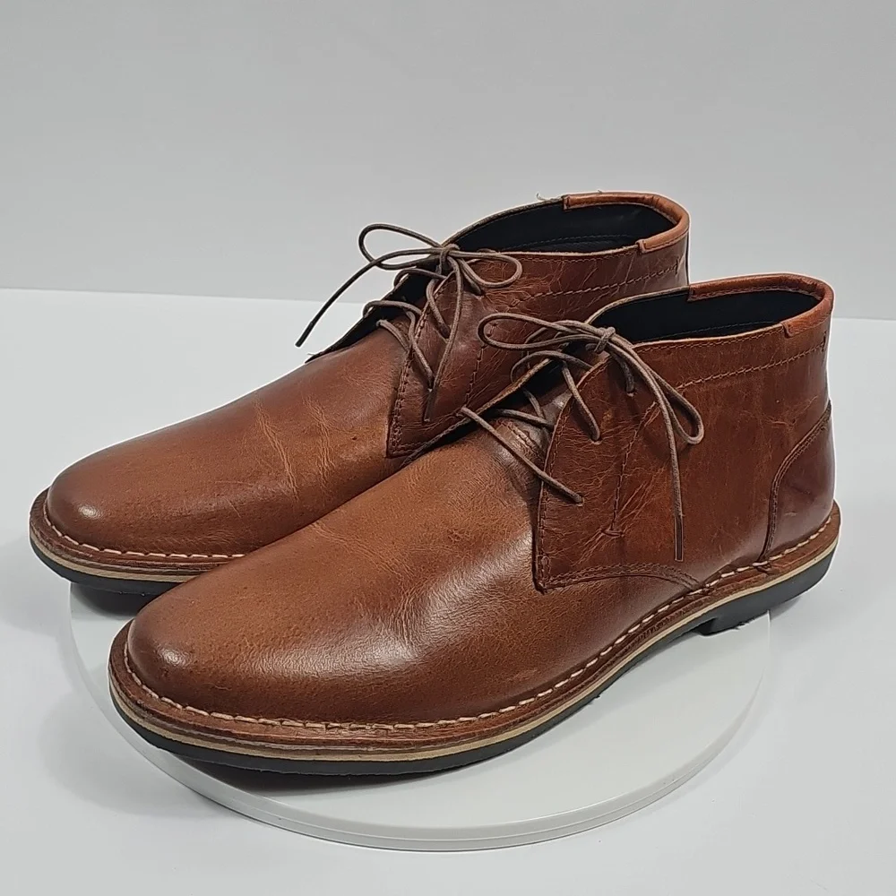 NIB Steve Madden Mens Harken Brown Leather Chukka Boots Size 11.5 Lace Up